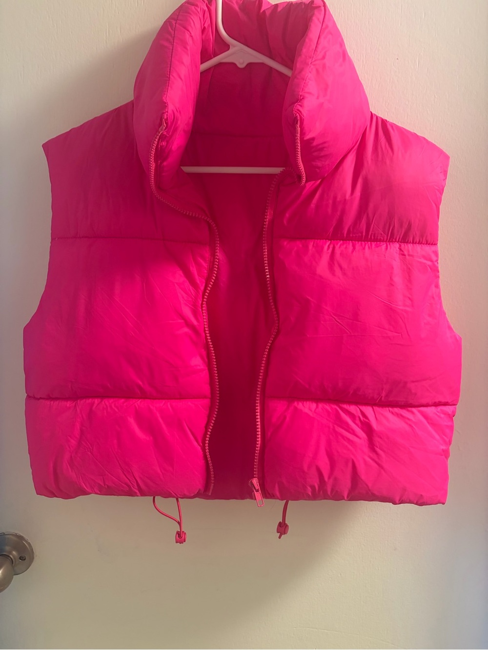 Women's Bright Pink Puffer Vest - Sleeveless Insulated Layer